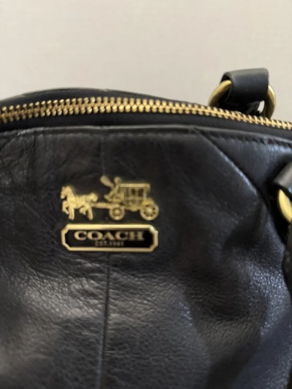 COACH BLACK LEATHER SOPHIA SATCHEL - Picture 9 of 11